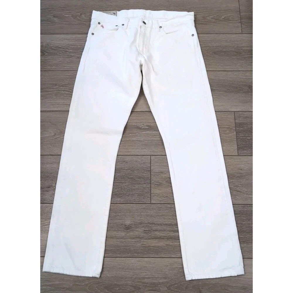 POLO RALPH LAUREN HAMPTON STRAIGHT MEN'S DENIM JEANS HUDSON WHITE 33X32  EUC